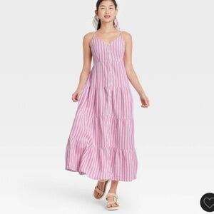Universal Thread Pink pinstripe maxi dress with pockets